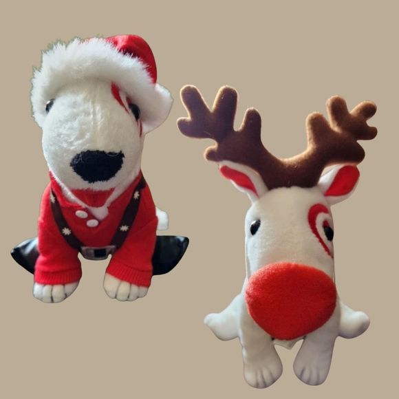 2 Target Christmas Target BullsEye Dogs Plush - Picture 1 of 5